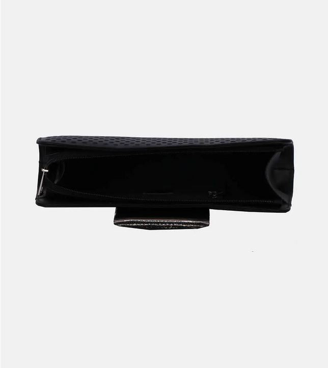 Embroidered Leather Purse Black