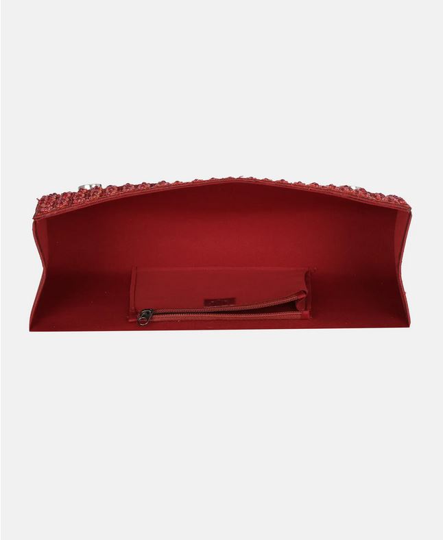 Elegant Maroon Chosha Silk Purse with Intricate Erri Work