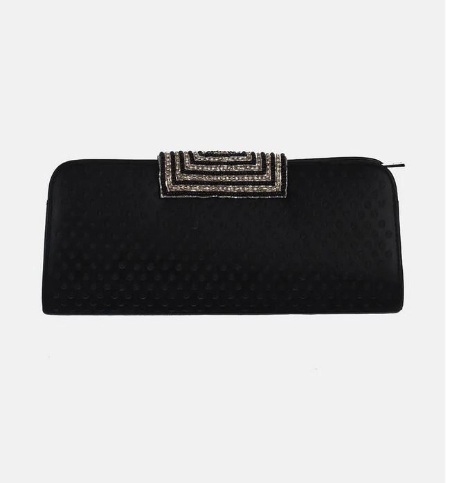 Embroidered Leather Purse Black
