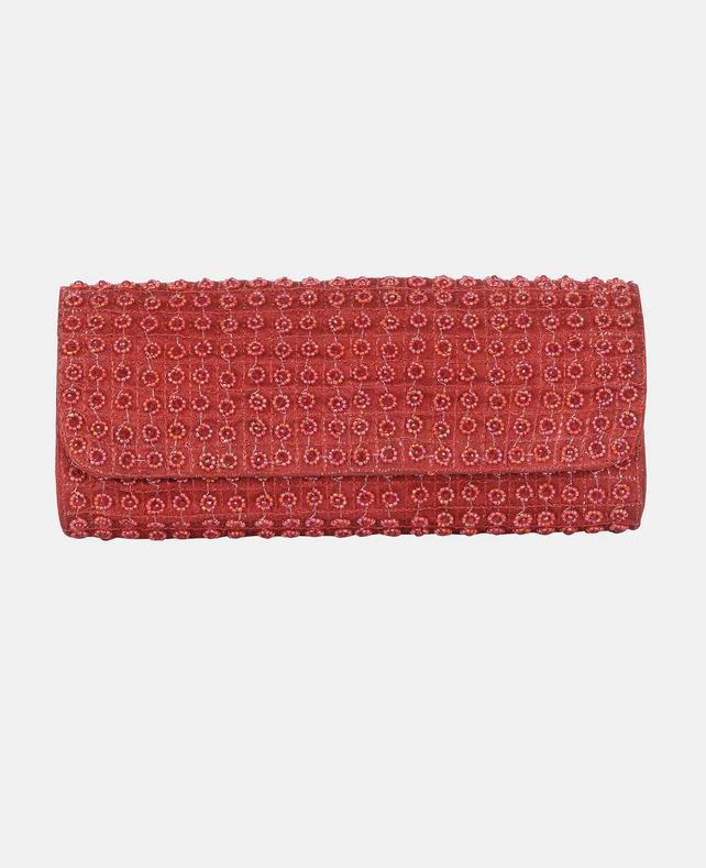 Elegant Maroon Chosha Silk Purse with Intricate Erri Work