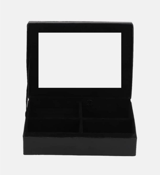 Vintage Black Embroidered Leather Jewelry Box