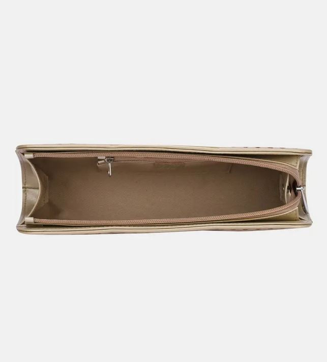 Embroidered Leather Purse Light Beige