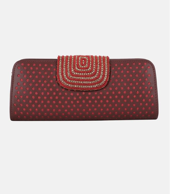 Genuine Leather Purse Coor Maroon