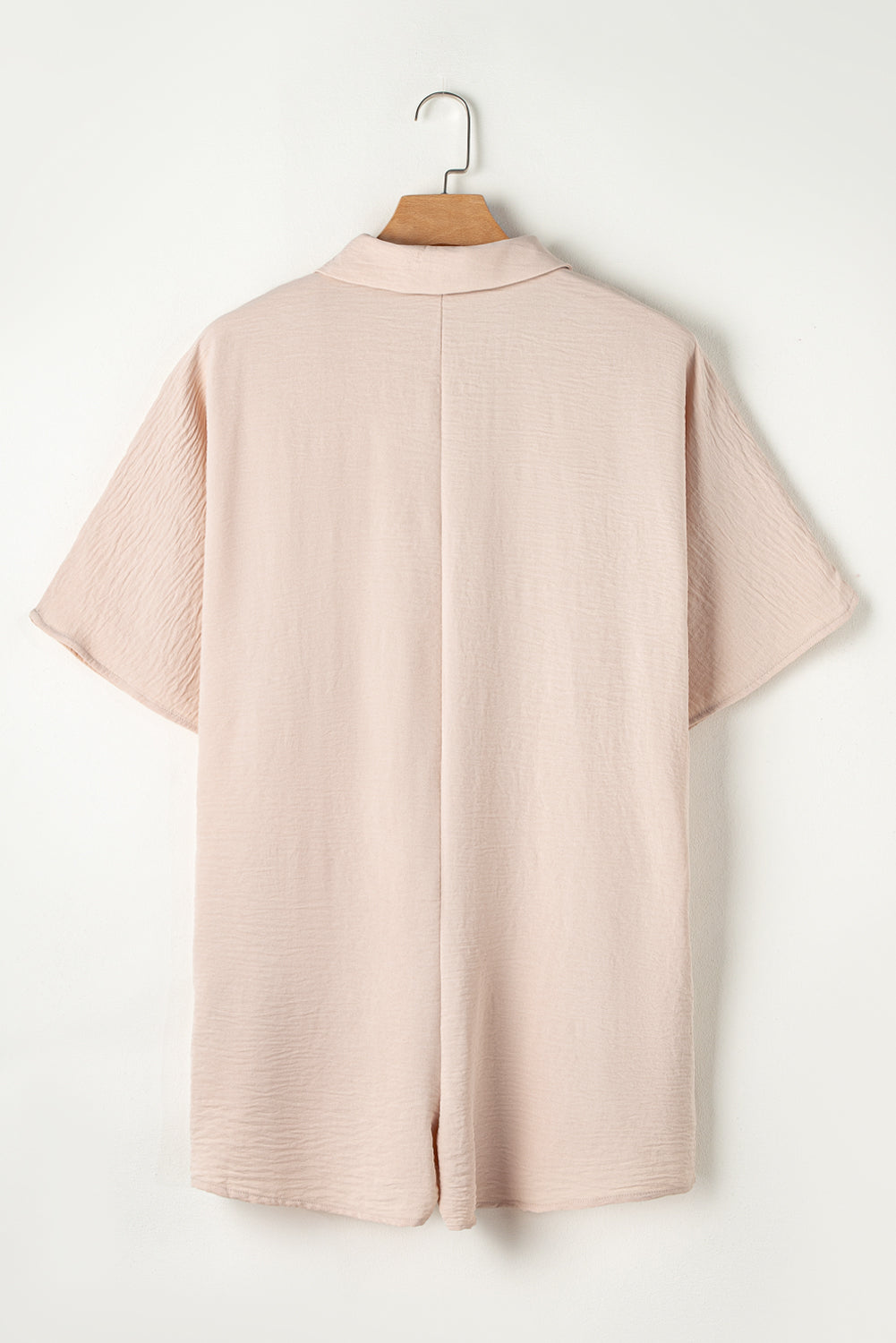 Black Plain Half Button Collared Pocket Loose Romper