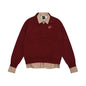 American High Street Embroidery Plaid Stitching Fake Two Pieces Brushed Hoody