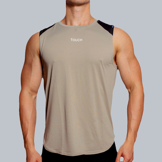 DM Men's Vest Summer Breathable Sports Small Mesh Mesh I-shaped Sleeveless Undershirt Drape Letter Color Matching Loose