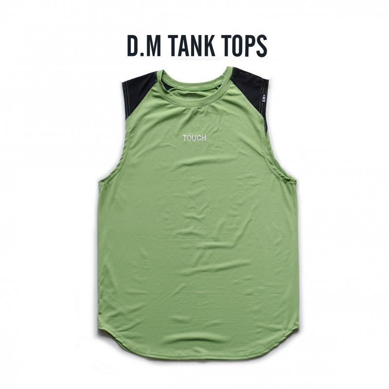 DM Men's Vest Summer Breathable Sports Small Mesh Mesh I-shaped Sleeveless Undershirt Drape Letter Color Matching Loose