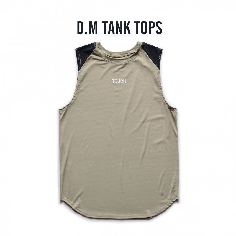 DM Men's Vest Summer Breathable Sports Small Mesh Mesh I-shaped Sleeveless Undershirt Drape Letter Color Matching Loose