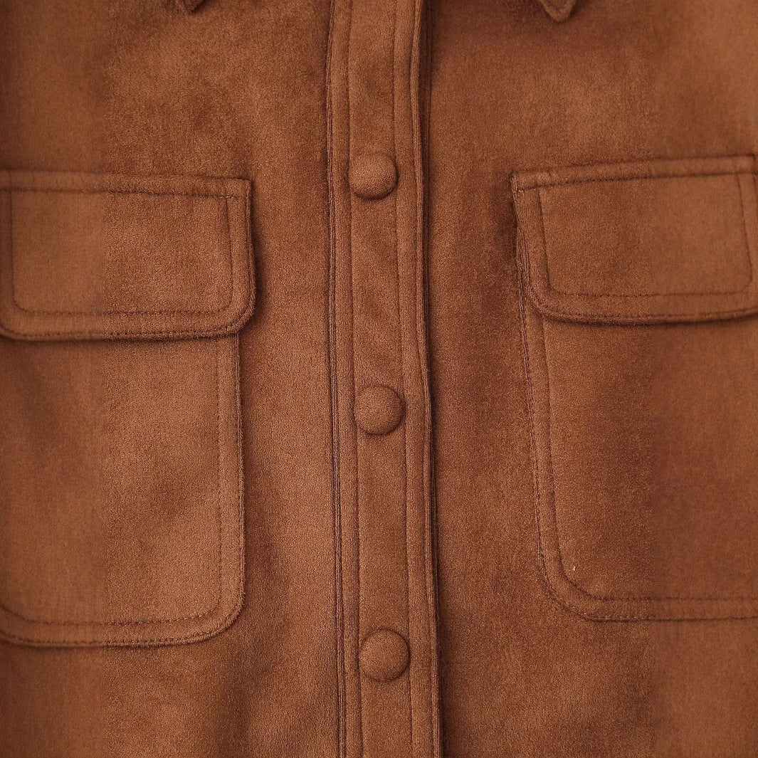 Autumn European And American Lapel Pocket Deerskin Velvet Coat