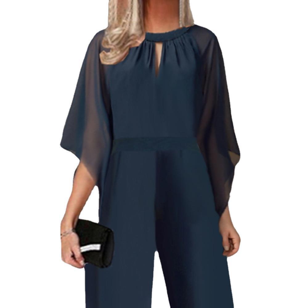 Women's Solid Color Short-sleeved Fashion Jumpsuit