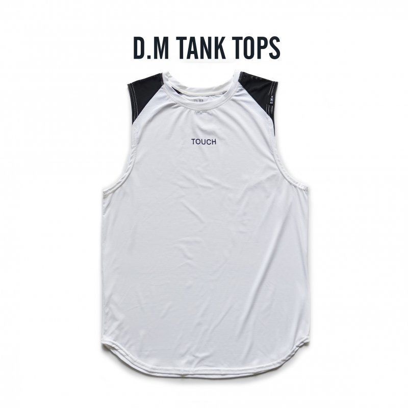 DM Men's Vest Summer Breathable Sports Small Mesh Mesh I-shaped Sleeveless Undershirt Drape Letter Color Matching Loose