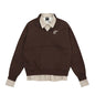American High Street Embroidery Plaid Stitching Fake Two Pieces Brushed Hoody