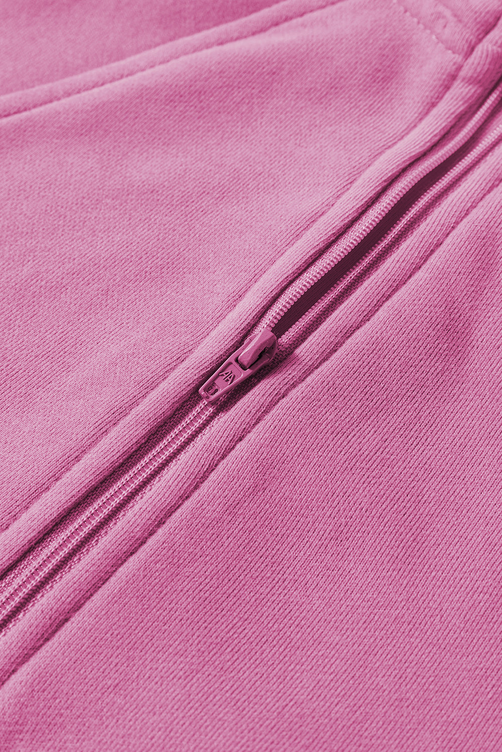 Flamingo Zip Up Stand Collar Ribbed Thumbhole Sleeve Sweatshirt