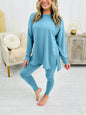 Women's new two-piece suits fashionable solid color long-sleeved split suits home clothes